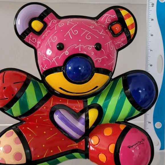 SOLD - XL 10"H Piggy Bank ROMERO BRITTO 'Hope Bear' Retired and Rare - Picture 2 of 16